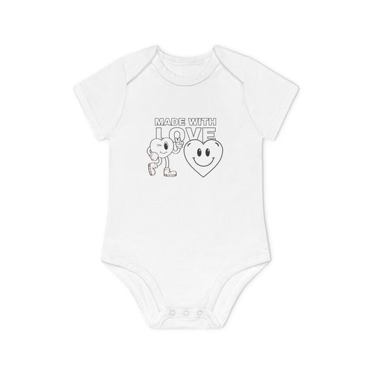 Cute Organic Baby Bodysuit - Made with Love, Eco-Friendly Newborn Gift, Baby Shower Outfit, Infant Apparel, Adorable Baby Clothing