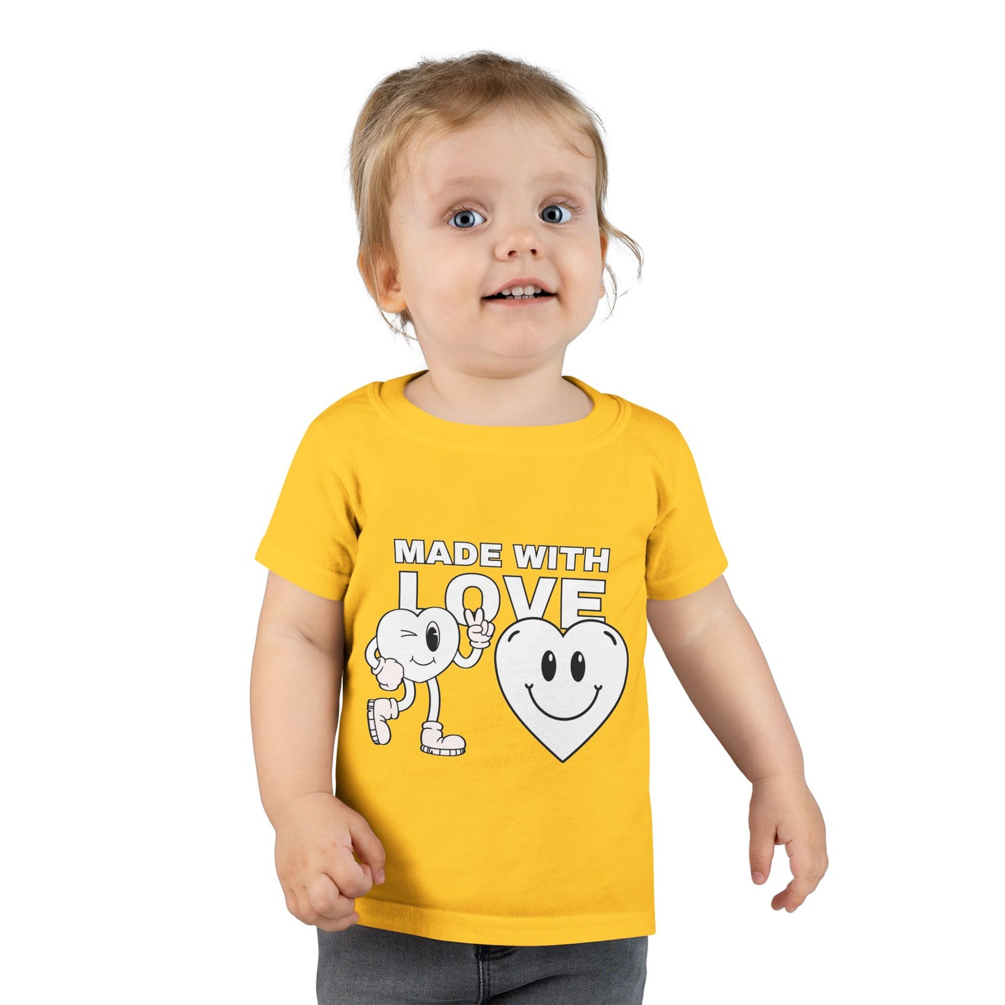 Toddler T-Shirt - Made with Love, Cute Kids Tee, Baby Love Shirt, Gift for Toddlers, Valentine's Day Apparel
