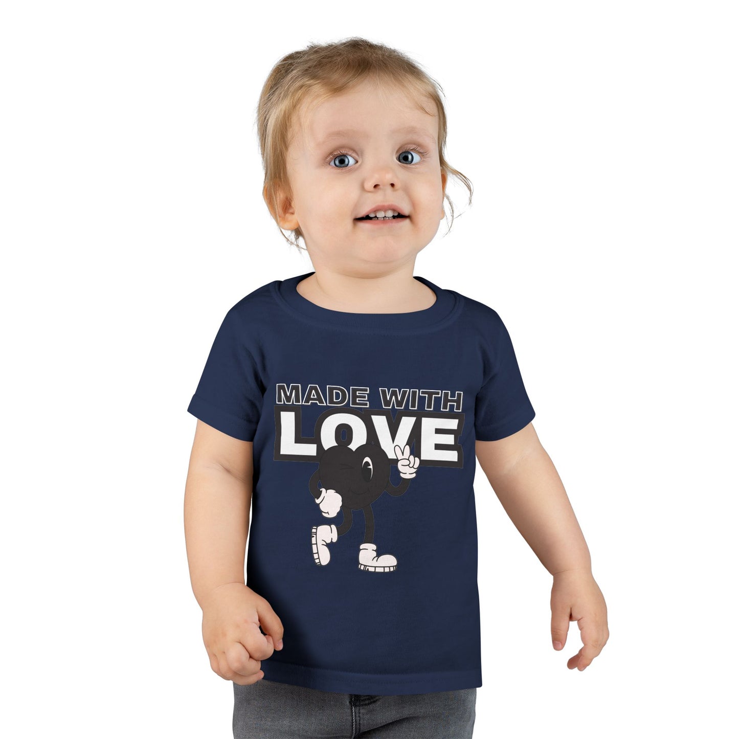 Toddler T-Shirt: Made with Love Graphic Tee, Cute Gift, Kids Apparel, Birthday Outfit, Everyday Wear