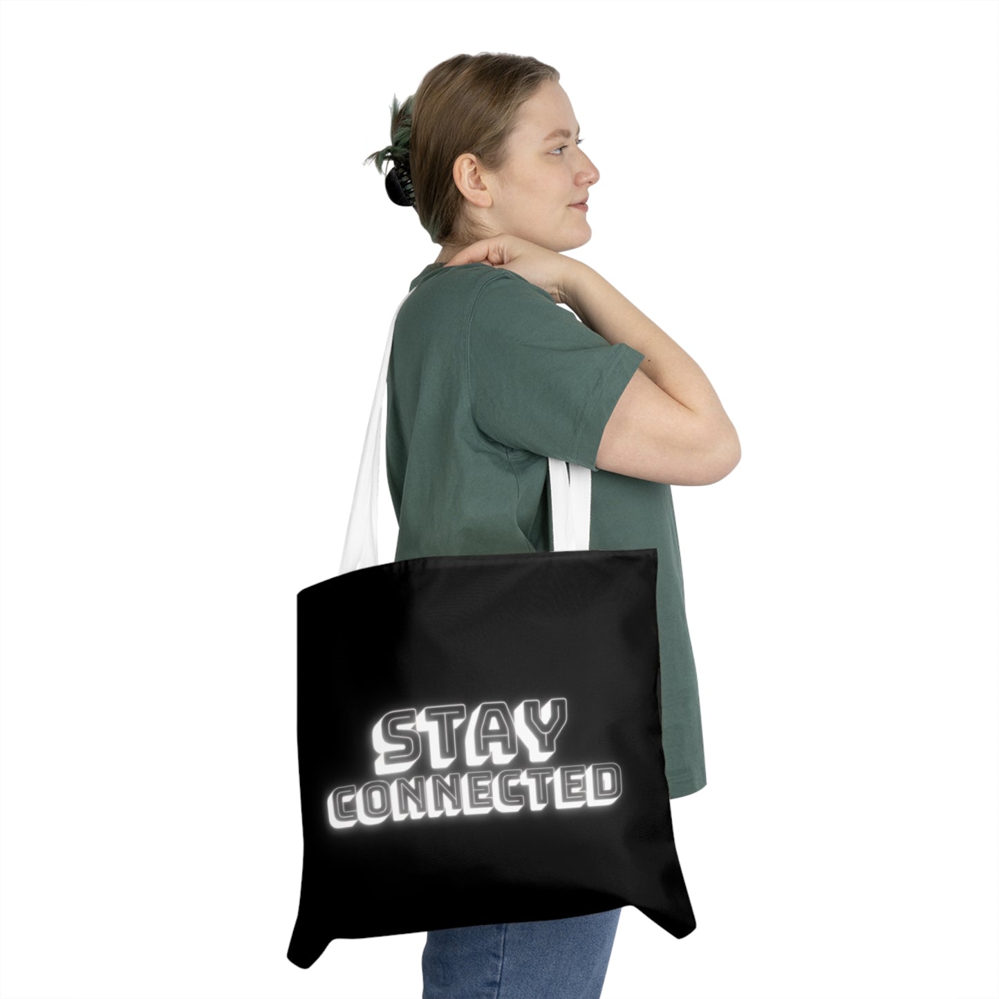 Stylish Shoulder Tote Bag - Stay Connected, Trendy Tote, Everyday Carry Bag, Gift for Friends, Fashion Statement, Eco-Friendly Bag