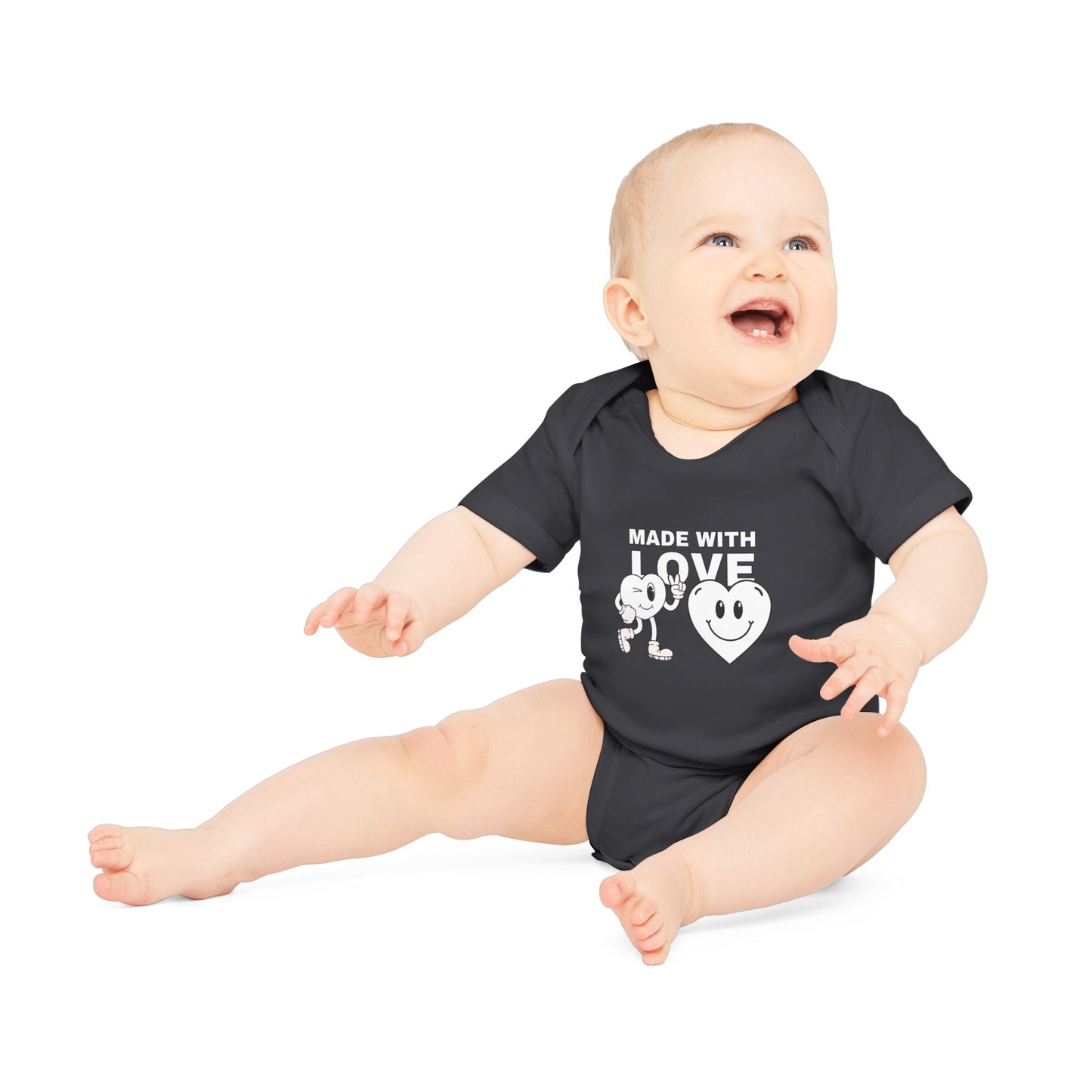 Cute Organic Baby Bodysuit - Made with Love, Eco-Friendly Newborn Gift, Baby Shower Outfit, Infant Apparel, Adorable Baby Clothing