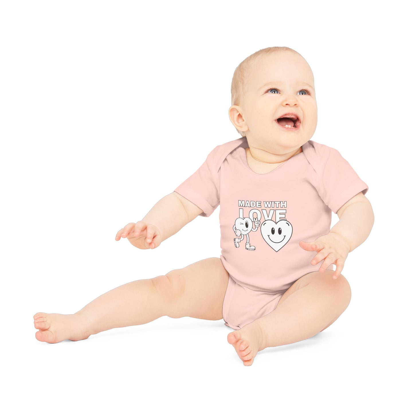 Cute Organic Baby Bodysuit - Made with Love, Eco-Friendly Newborn Gift, Baby Shower Outfit, Infant Apparel, Adorable Baby Clothing