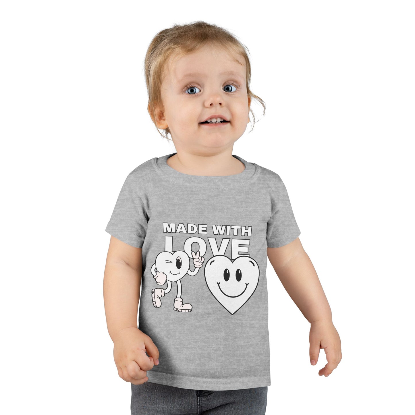 Toddler T-Shirt - Made with Love, Cute Kids Tee, Baby Love Shirt, Gift for Toddlers, Valentine's Day Apparel