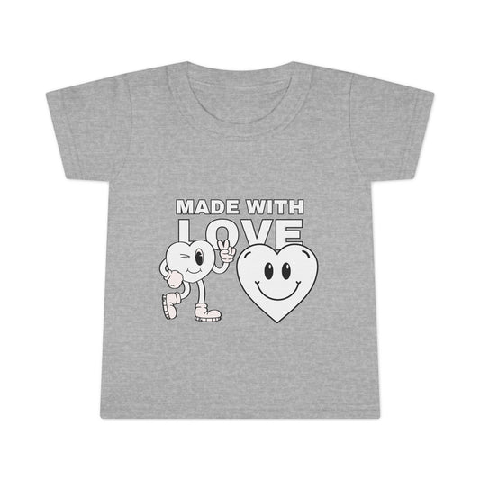 Toddler T-Shirt - Made with Love, Cute Kids Tee, Baby Love Shirt, Gift for Toddlers, Valentine's Day Apparel