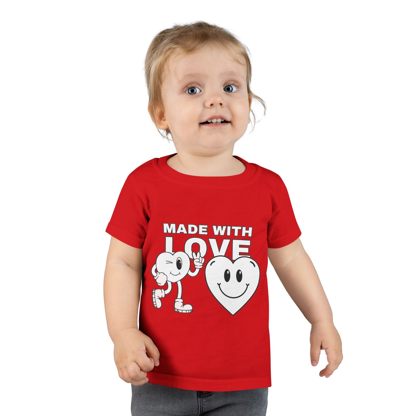 Toddler T-Shirt - Made with Love, Cute Kids Tee, Baby Love Shirt, Gift for Toddlers, Valentine's Day Apparel