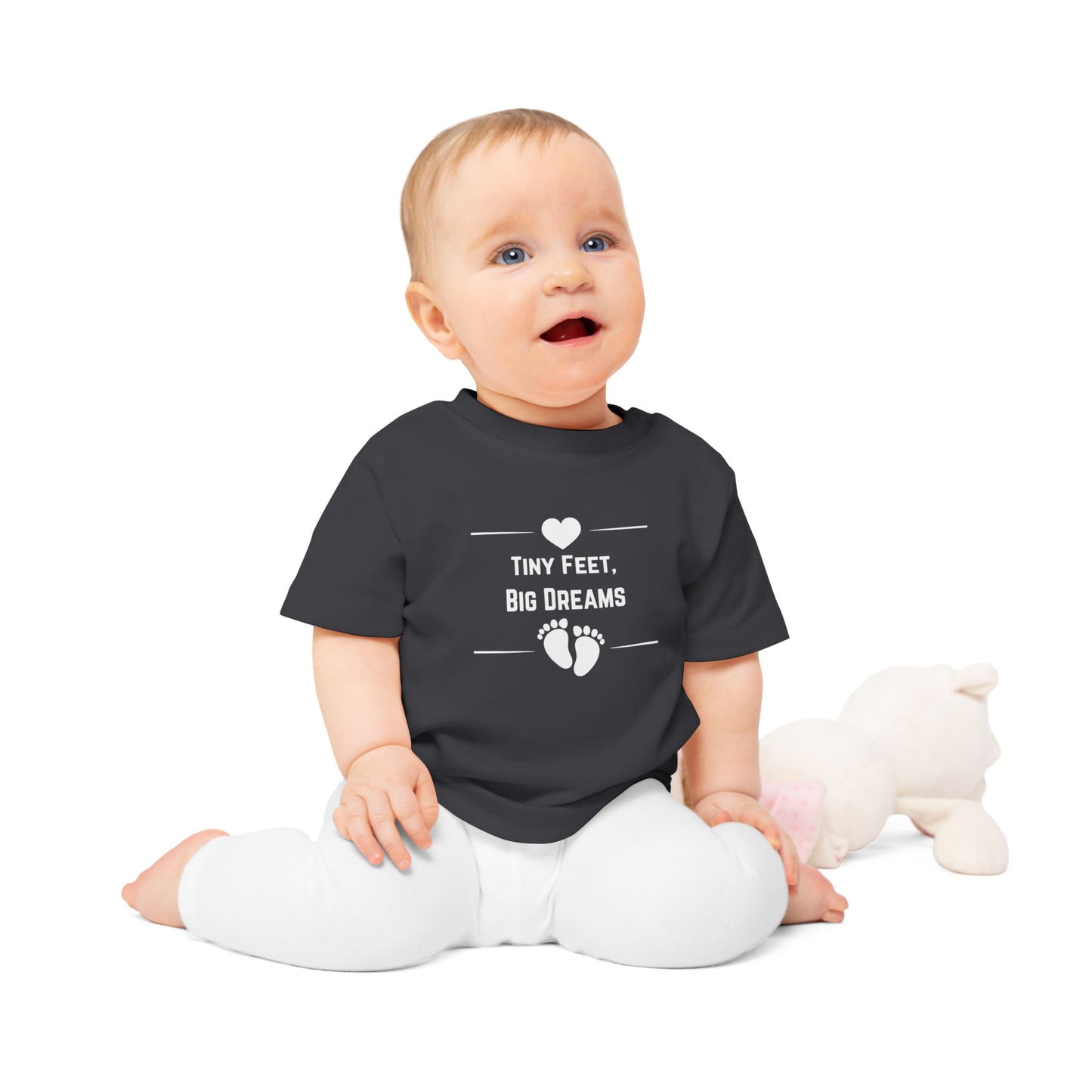 Heartfelt Baby T-Shirt - Tiny Feet Big Dreams, Infant Tee, Newborn Outfit, Baby Shower Gift, Cute Baby Clothes
