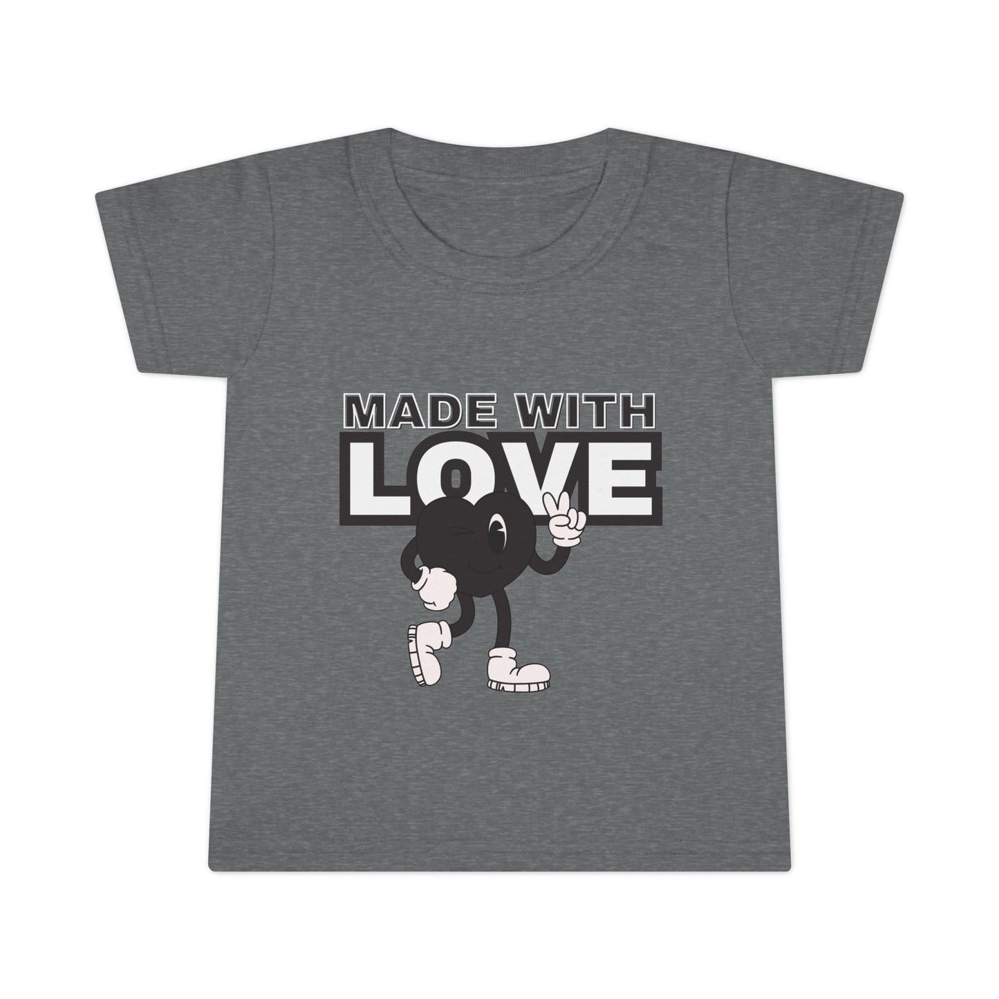 Toddler T-Shirt: Made with Love Graphic Tee, Cute Gift, Kids Apparel, Birthday Outfit, Everyday Wear