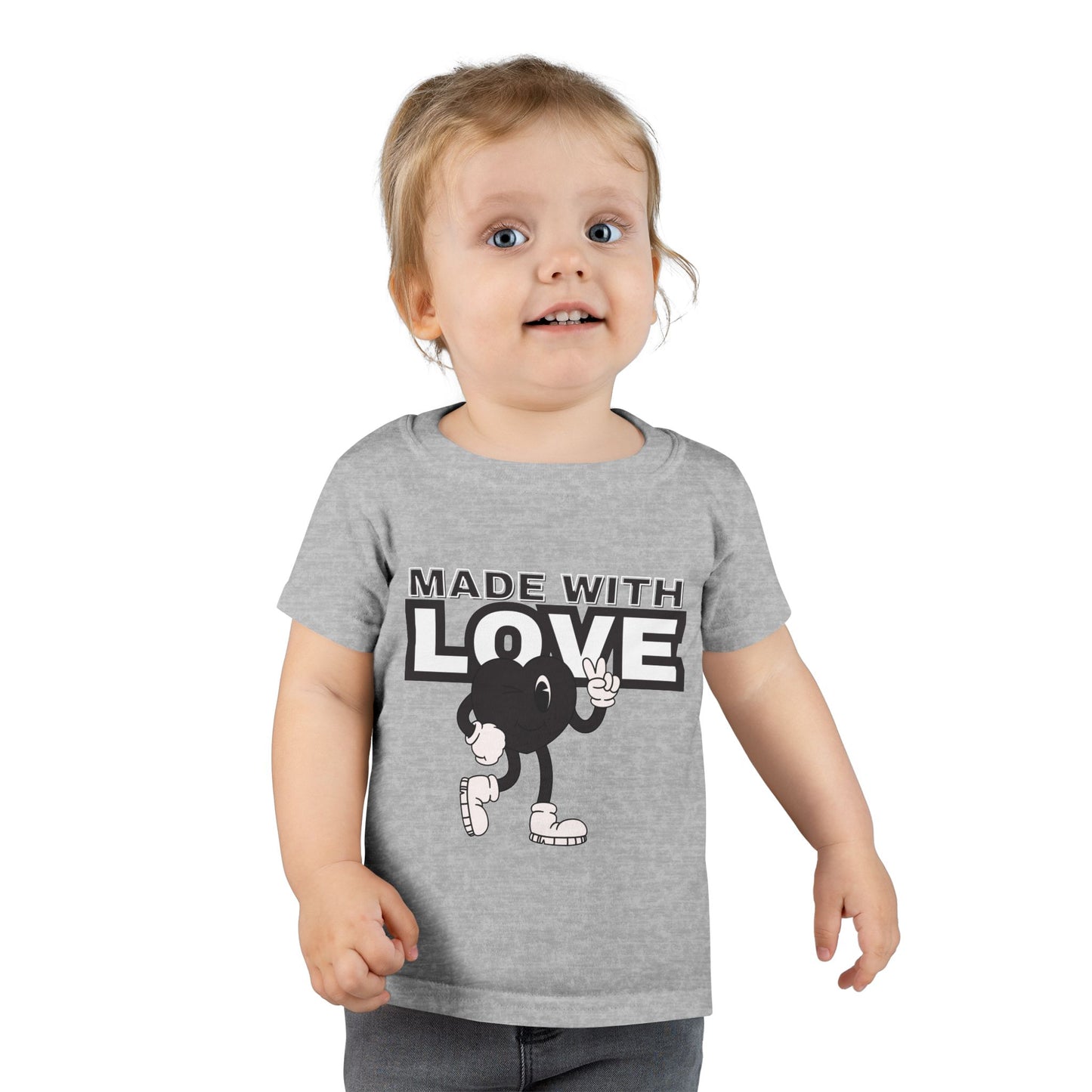 Toddler T-Shirt: Made with Love Graphic Tee, Cute Gift, Kids Apparel, Birthday Outfit, Everyday Wear