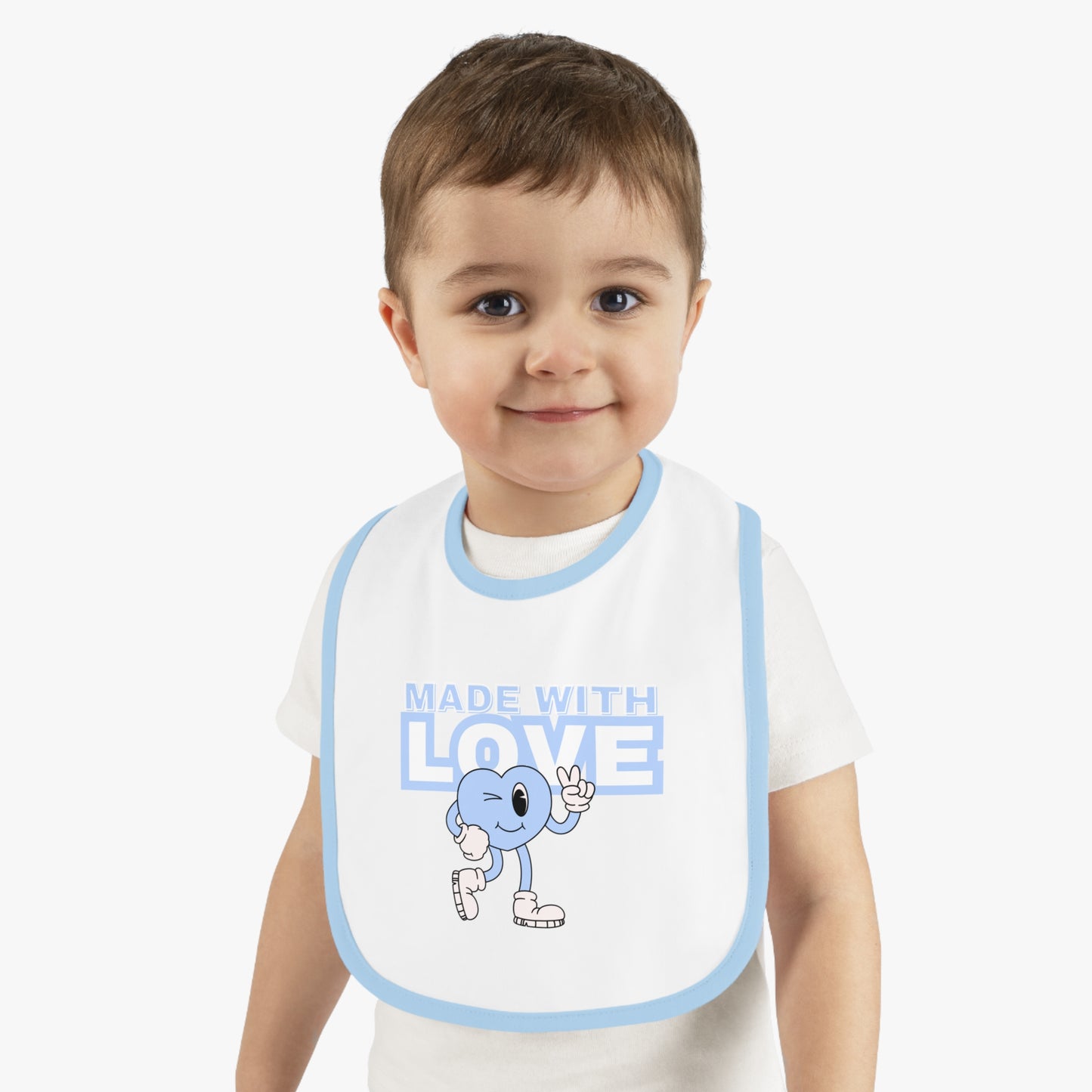 Cute Baby Bib, "Made with Love" Infant Bib, Unique Baby Shower Gift, Adorable Feeding Bib, Baby Accessories