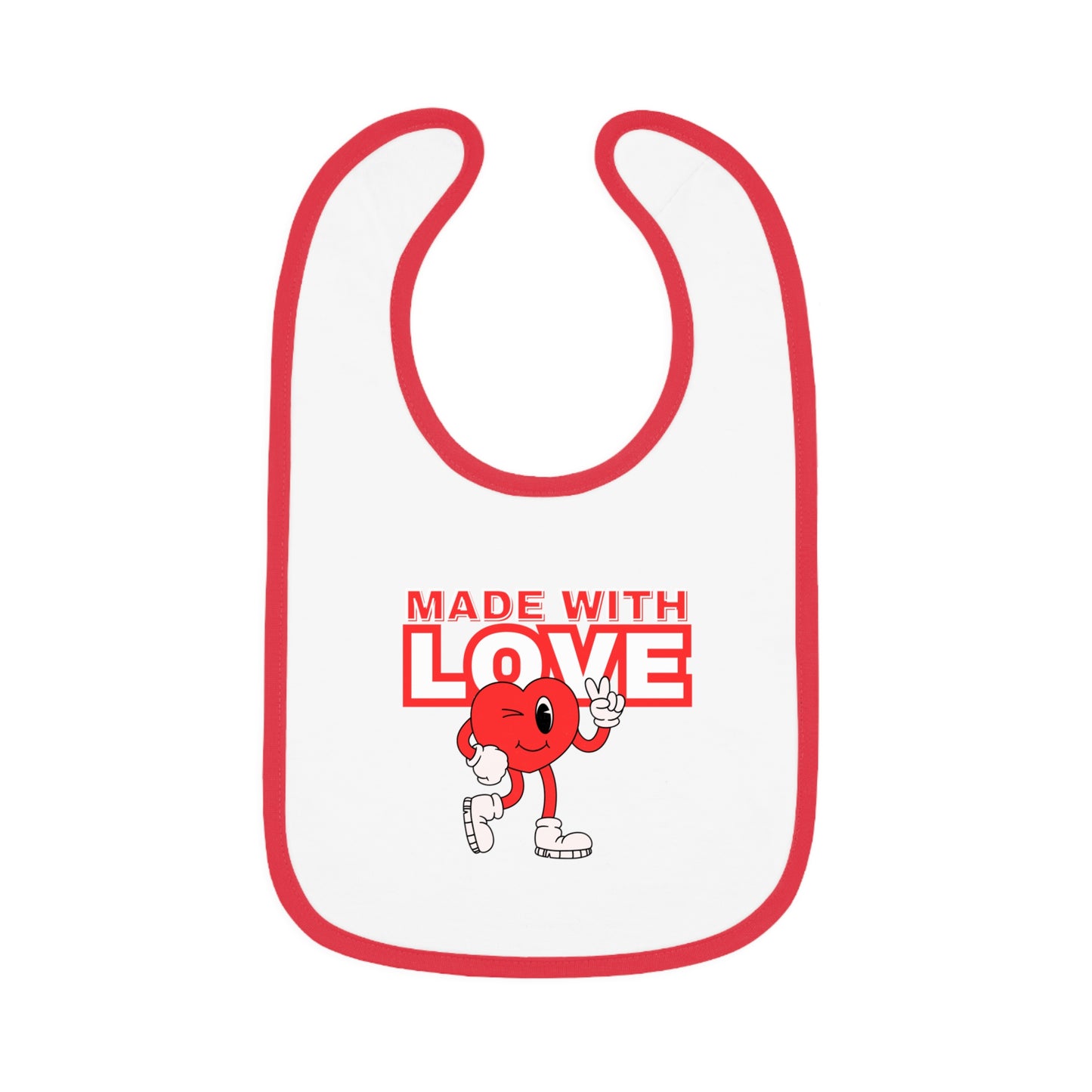 Cute Baby Bib, "Made with Love" Infant Bib, Unique Baby Shower Gift, Adorable Feeding Bib, Baby Accessories