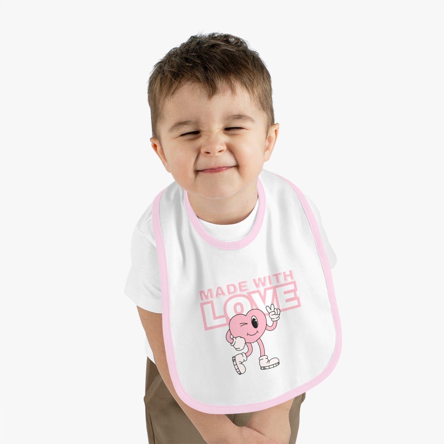 Cute Baby Bib, "Made with Love" Infant Bib, Unique Baby Shower Gift, Adorable Feeding Bib, Baby Accessories