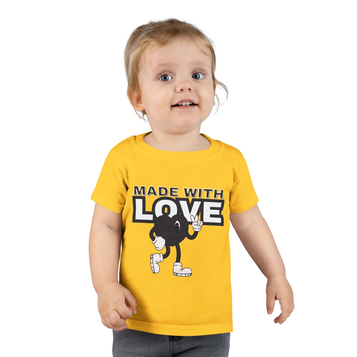 Toddler T-Shirt: Made with Love Graphic Tee, Cute Gift, Kids Apparel, Birthday Outfit, Everyday Wear