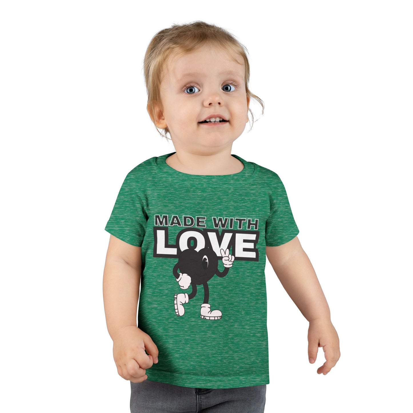 Toddler T-Shirt: Made with Love Graphic Tee, Cute Gift, Kids Apparel, Birthday Outfit, Everyday Wear