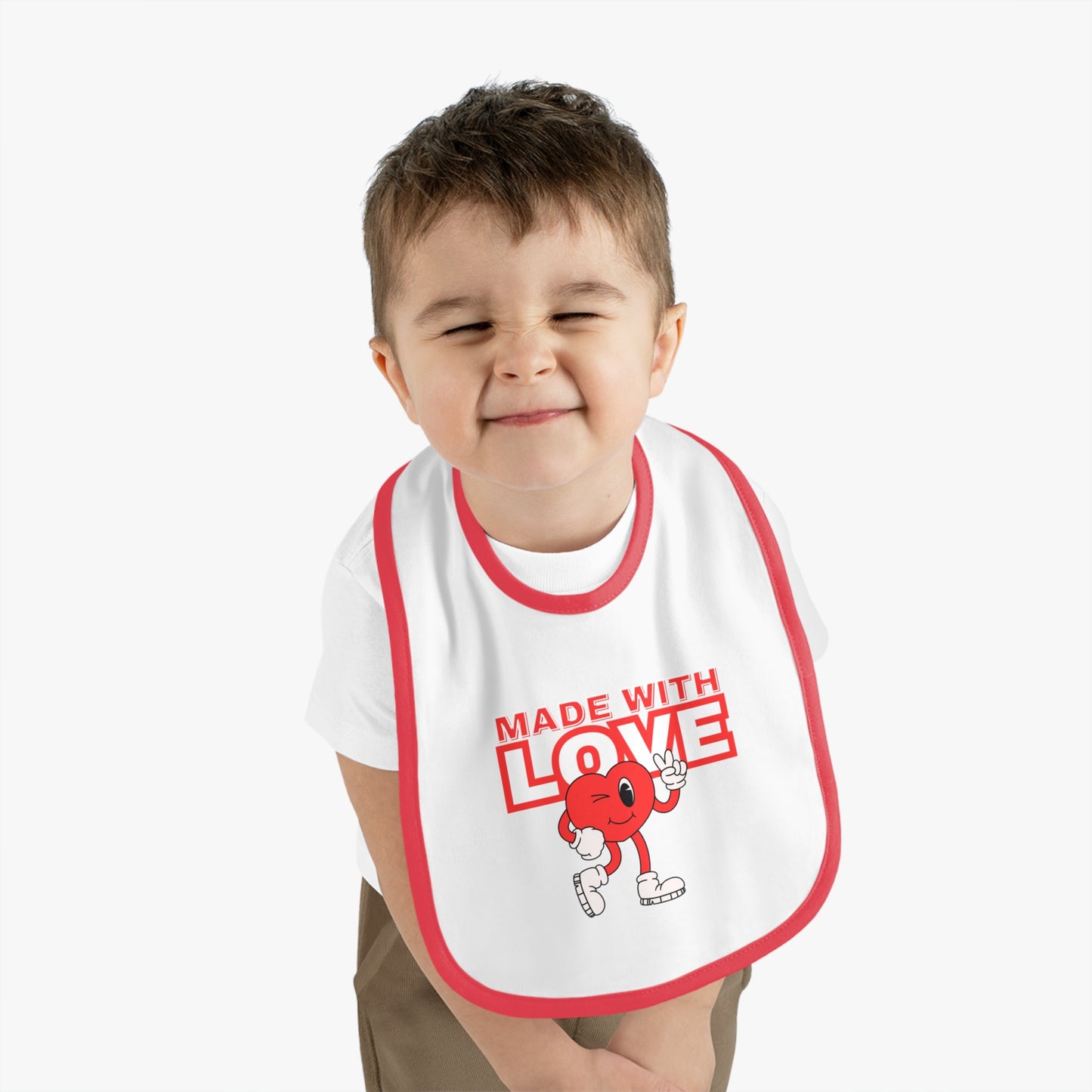 Cute Baby Bib, "Made with Love" Infant Bib, Unique Baby Shower Gift, Adorable Feeding Bib, Baby Accessories