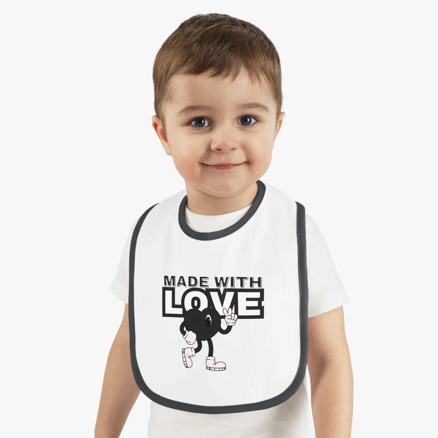 Cute Baby Bib, "Made with Love" Infant Bib, Unique Baby Shower Gift, Adorable Feeding Bib, Baby Accessories