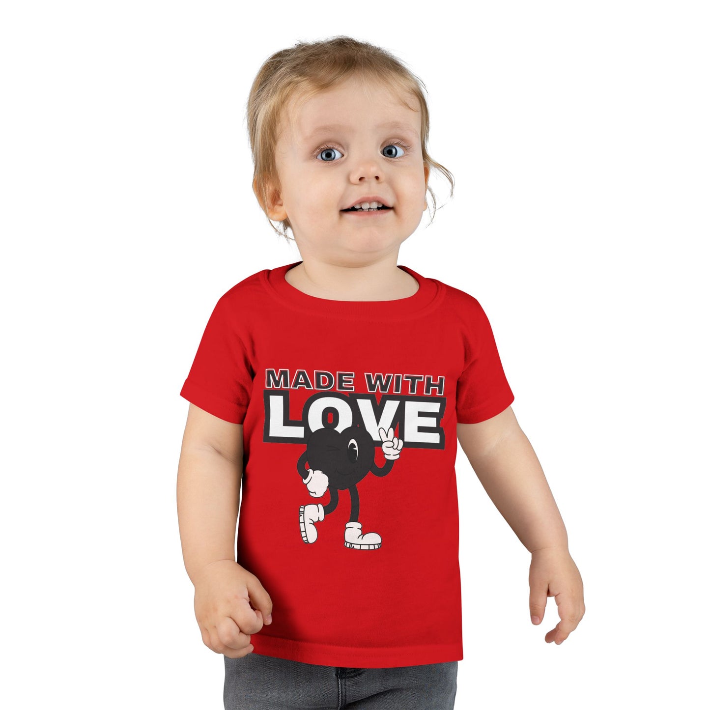 Toddler T-Shirt: Made with Love Graphic Tee, Cute Gift, Kids Apparel, Birthday Outfit, Everyday Wear