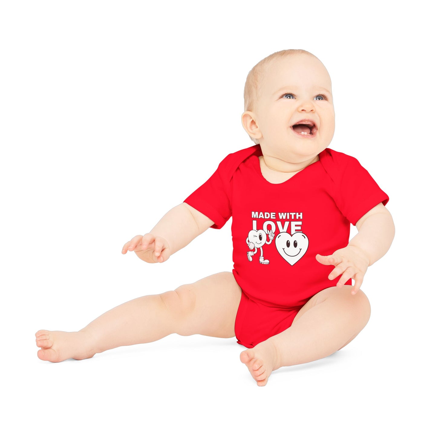 Cute Organic Baby Bodysuit - Made with Love, Eco-Friendly Newborn Gift, Baby Shower Outfit, Infant Apparel, Adorable Baby Clothing