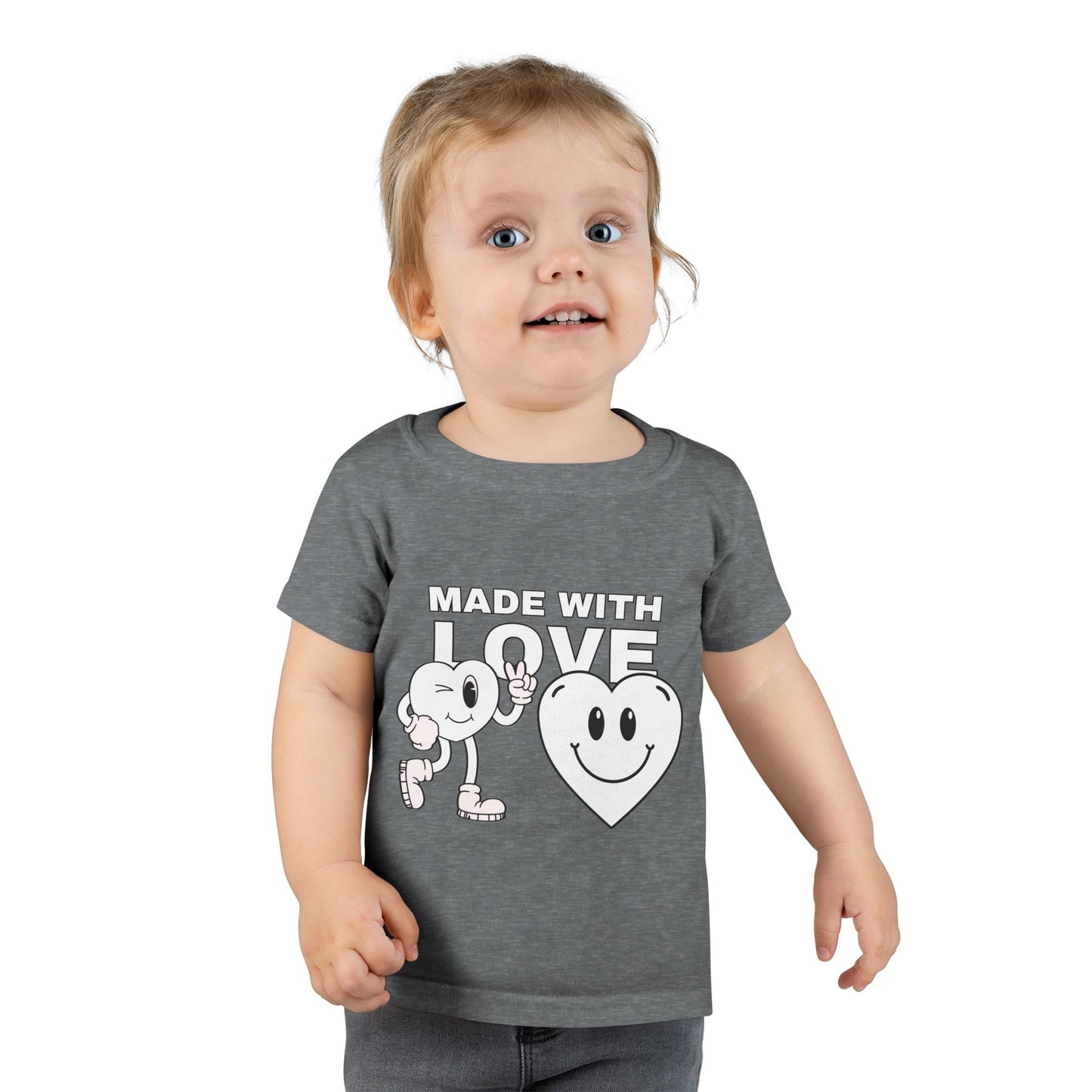 Toddler T-Shirt - Made with Love, Cute Kids Tee, Baby Love Shirt, Gift for Toddlers, Valentine's Day Apparel