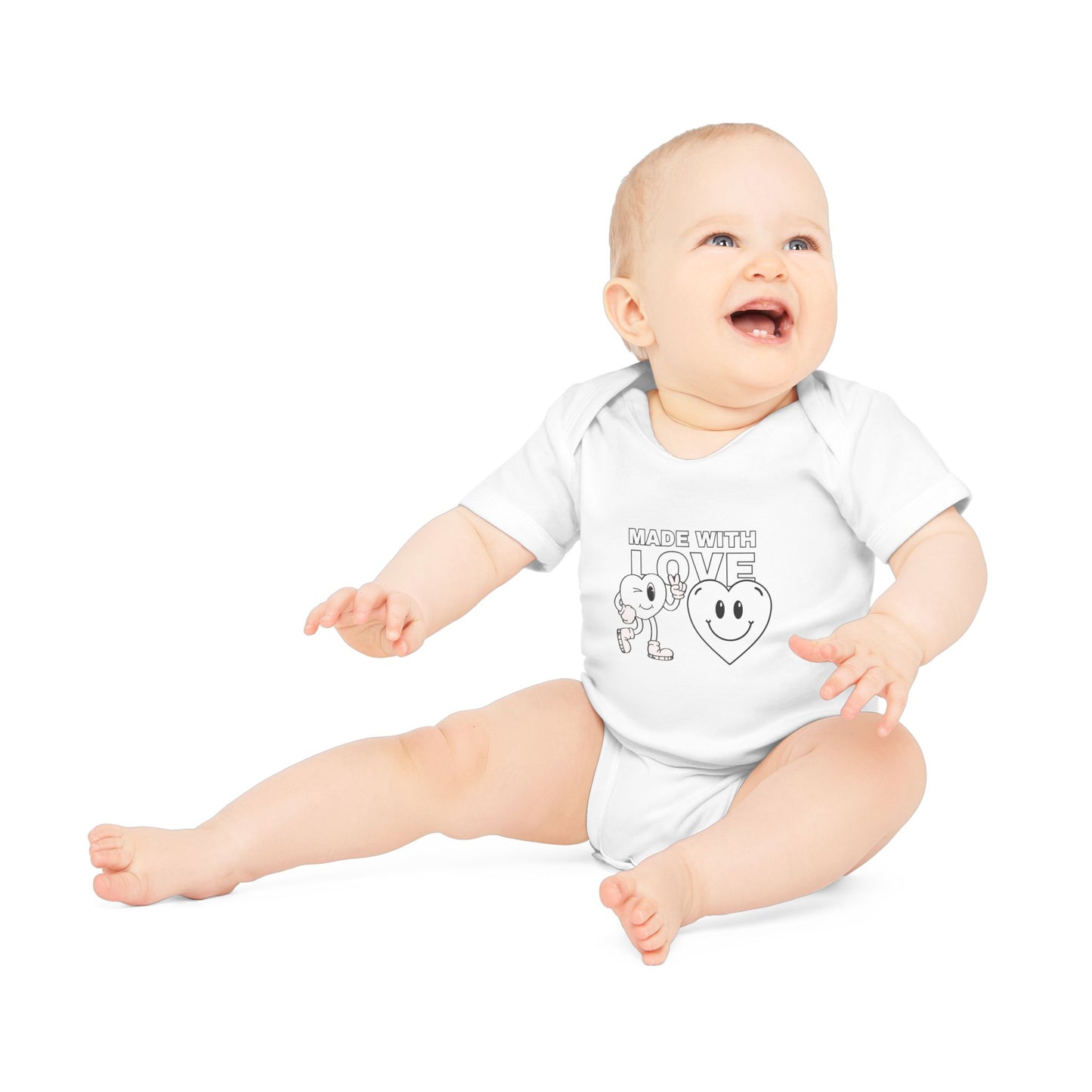 Cute Organic Baby Bodysuit - Made with Love, Eco-Friendly Newborn Gift, Baby Shower Outfit, Infant Apparel, Adorable Baby Clothing