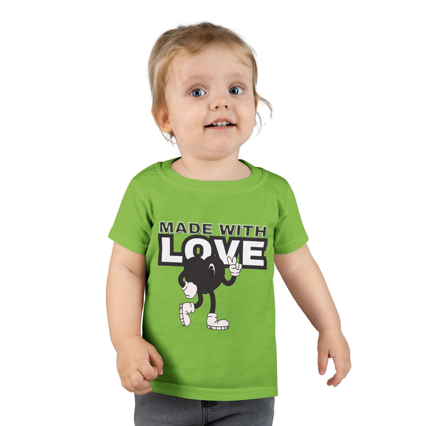 Toddler T-Shirt: Made with Love Graphic Tee, Cute Gift, Kids Apparel, Birthday Outfit, Everyday Wear