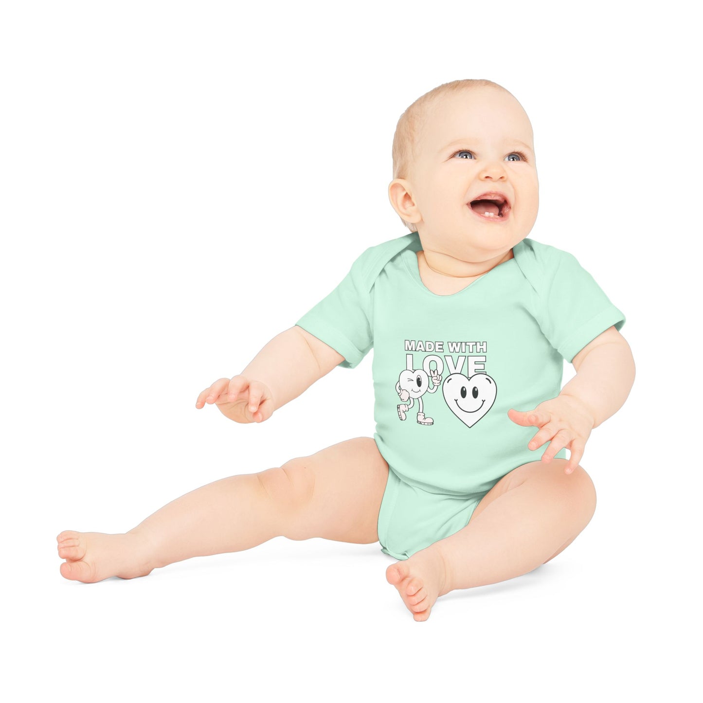 Cute Organic Baby Bodysuit - Made with Love, Eco-Friendly Newborn Gift, Baby Shower Outfit, Infant Apparel, Adorable Baby Clothing