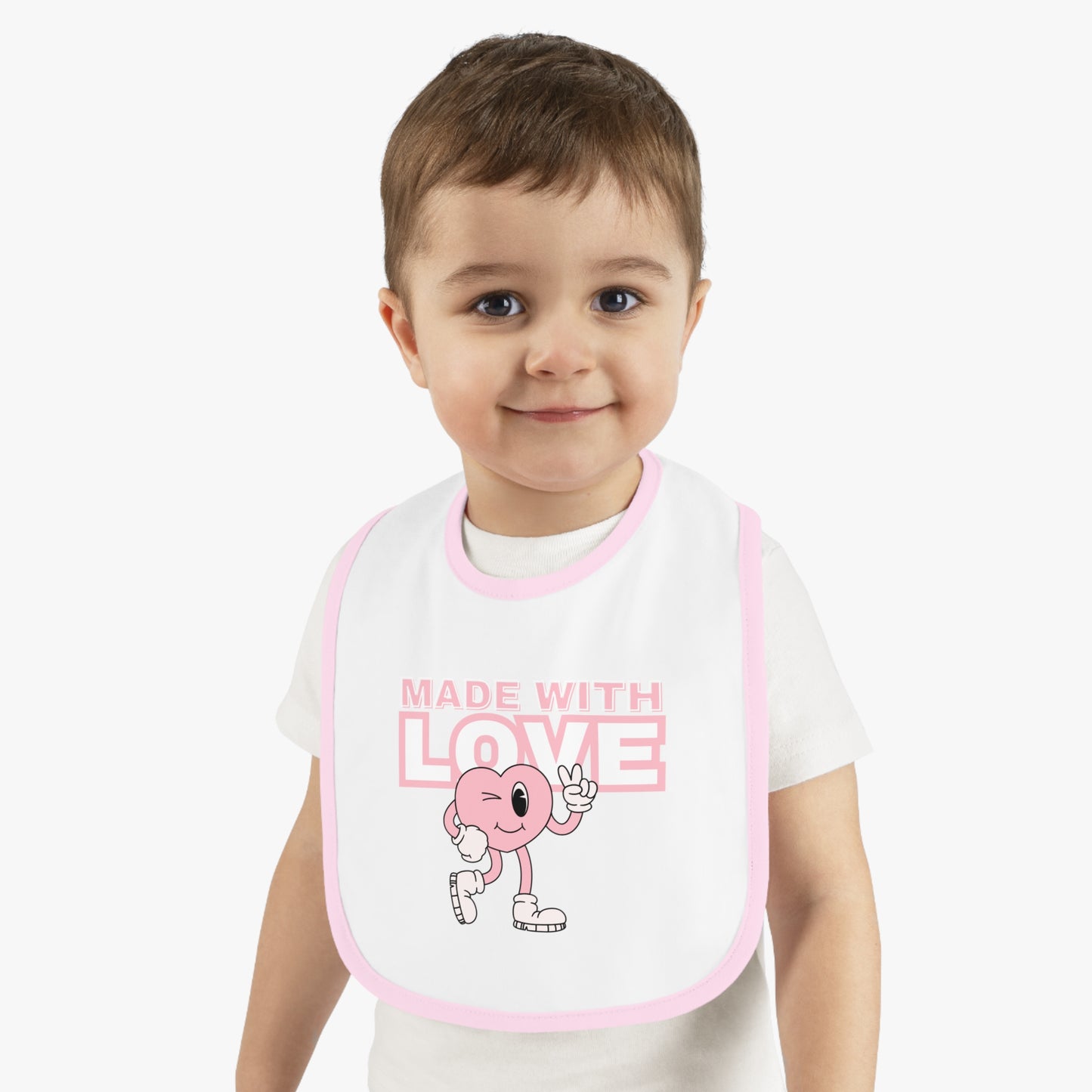 Cute Baby Bib, "Made with Love" Infant Bib, Unique Baby Shower Gift, Adorable Feeding Bib, Baby Accessories