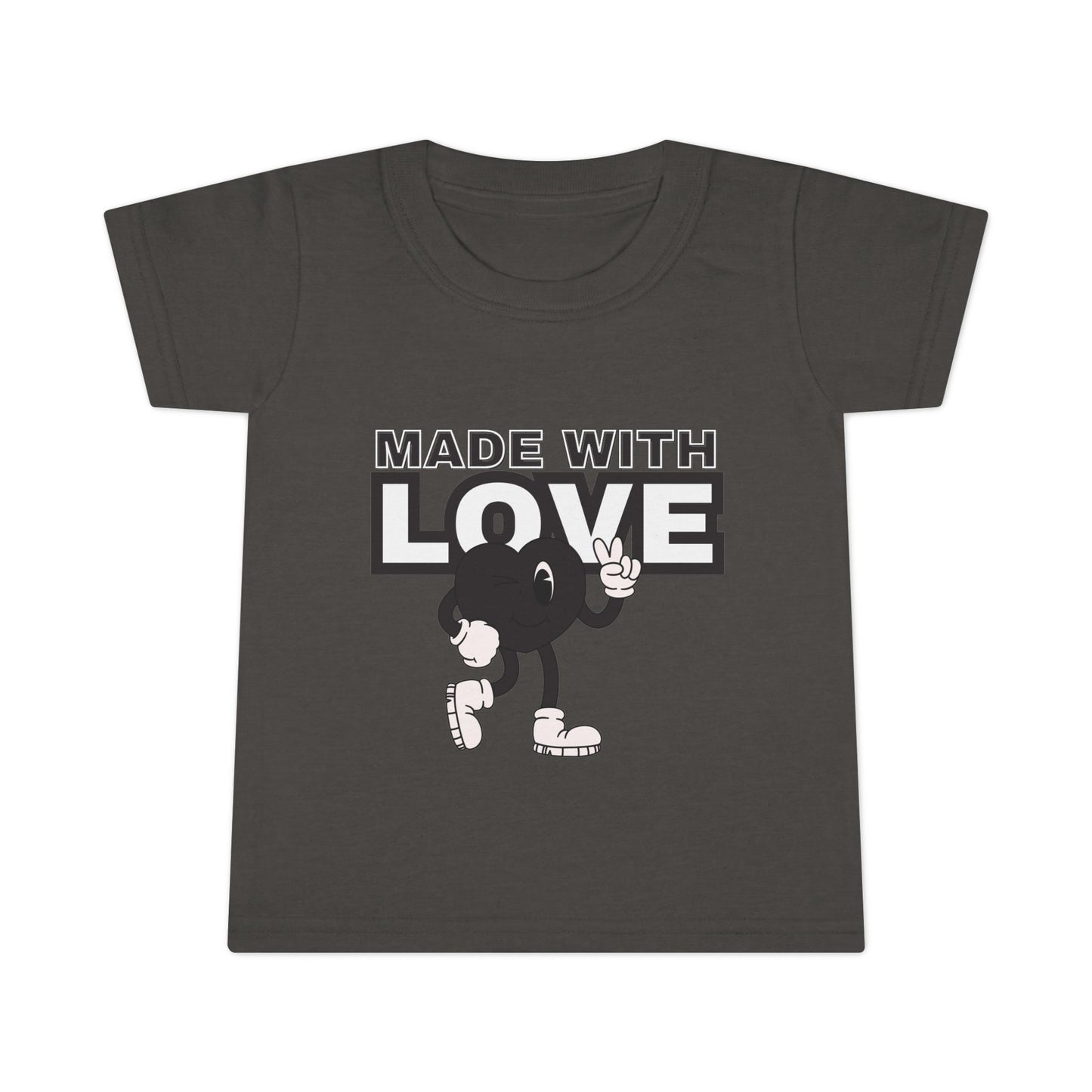 Toddler T-Shirt: Made with Love Graphic Tee, Cute Gift, Kids Apparel, Birthday Outfit, Everyday Wear