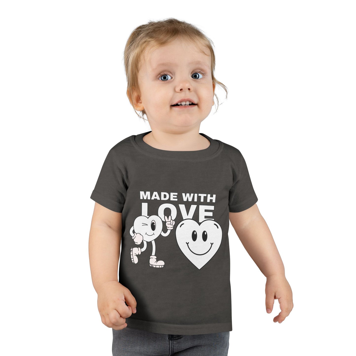 Toddler T-Shirt - Made with Love, Cute Kids Tee, Baby Love Shirt, Gift for Toddlers, Valentine's Day Apparel