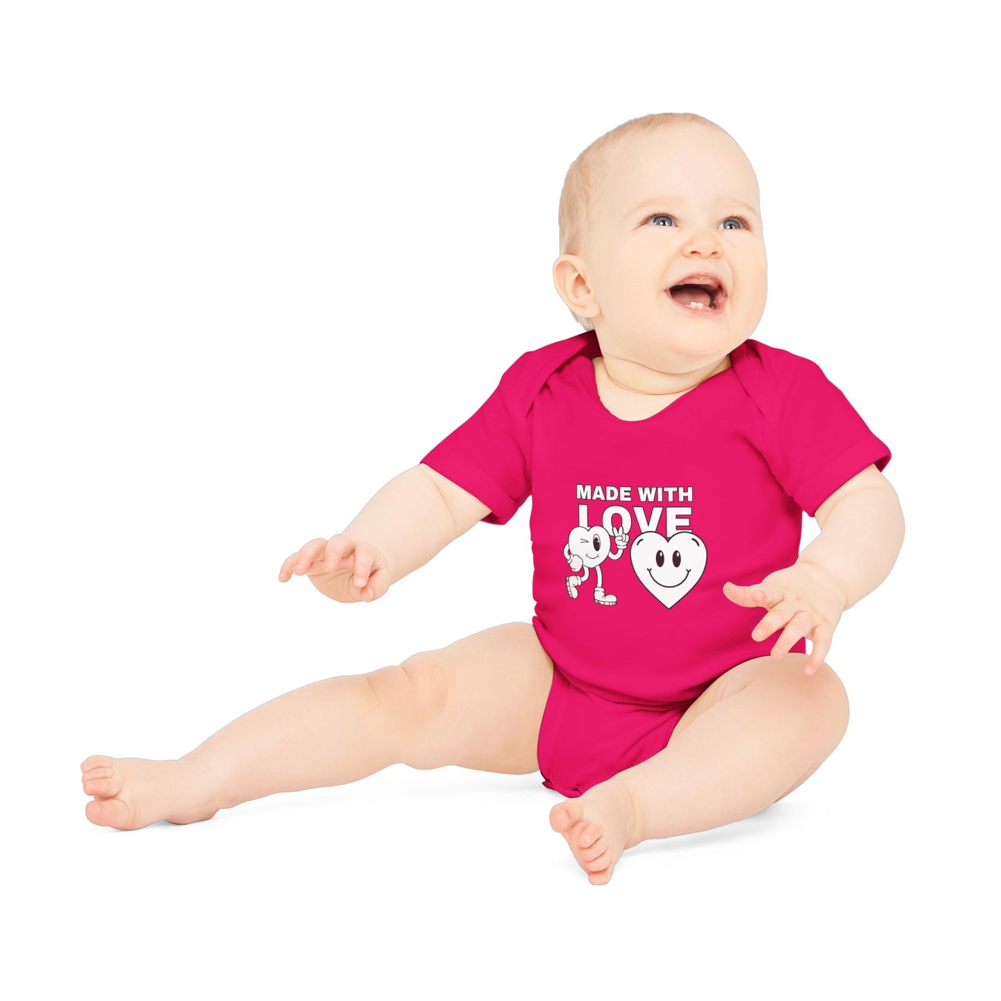Cute Organic Baby Bodysuit - Made with Love, Eco-Friendly Newborn Gift, Baby Shower Outfit, Infant Apparel, Adorable Baby Clothing