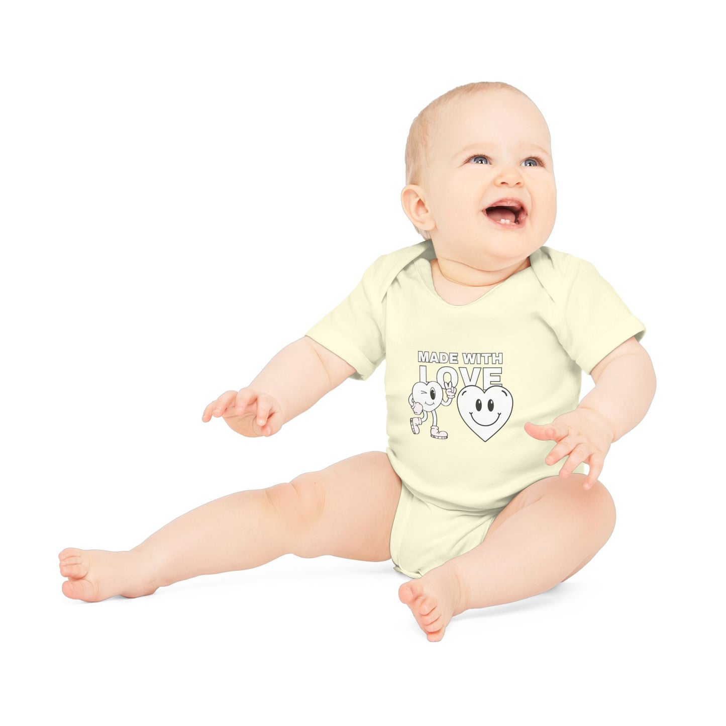 Cute Organic Baby Bodysuit - Made with Love, Eco-Friendly Newborn Gift, Baby Shower Outfit, Infant Apparel, Adorable Baby Clothing