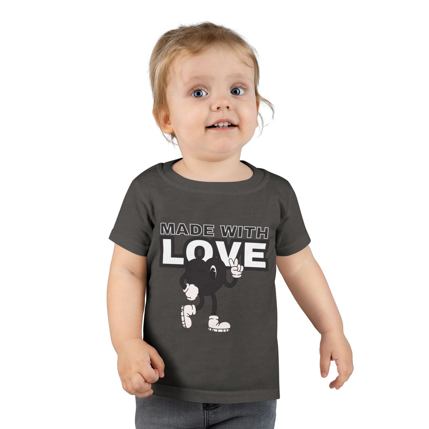 Toddler T-Shirt: Made with Love Graphic Tee, Cute Gift, Kids Apparel, Birthday Outfit, Everyday Wear