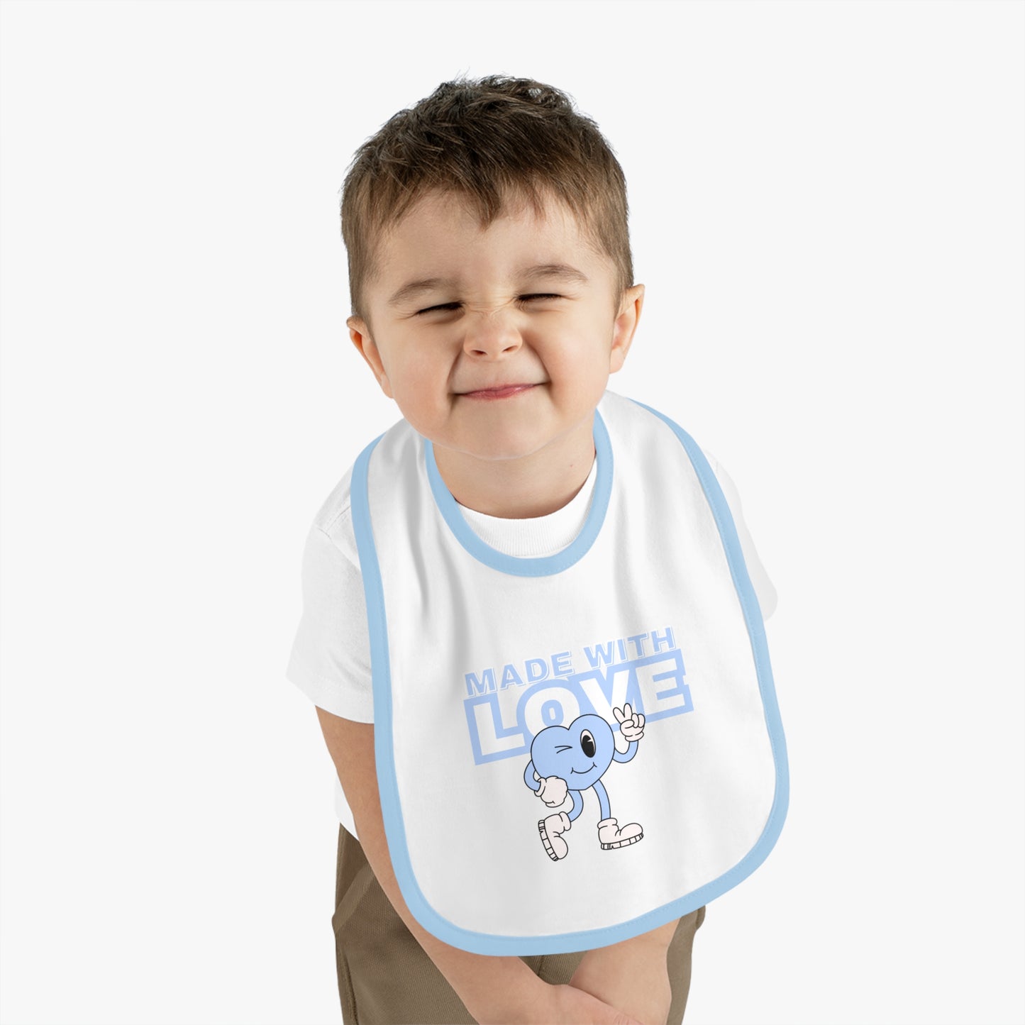 Cute Baby Bib, "Made with Love" Infant Bib, Unique Baby Shower Gift, Adorable Feeding Bib, Baby Accessories