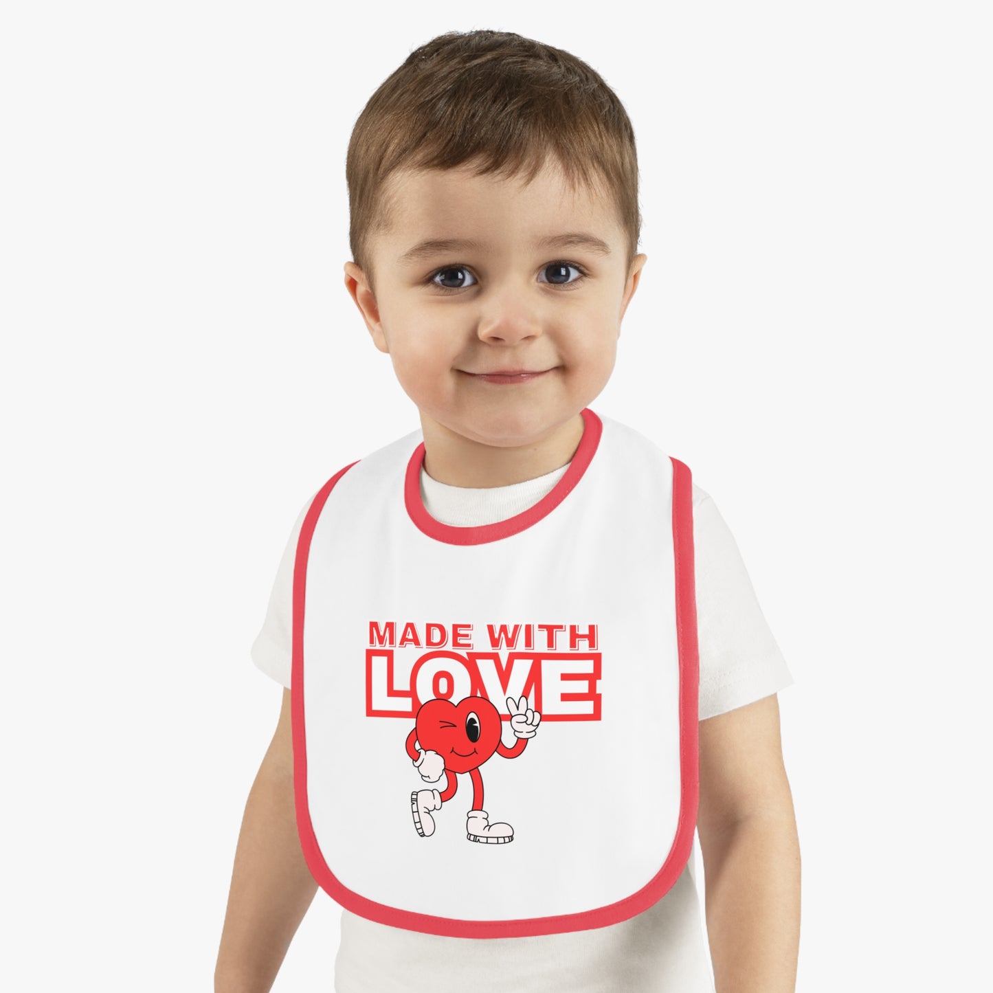 Cute Baby Bib, "Made with Love" Infant Bib, Unique Baby Shower Gift, Adorable Feeding Bib, Baby Accessories