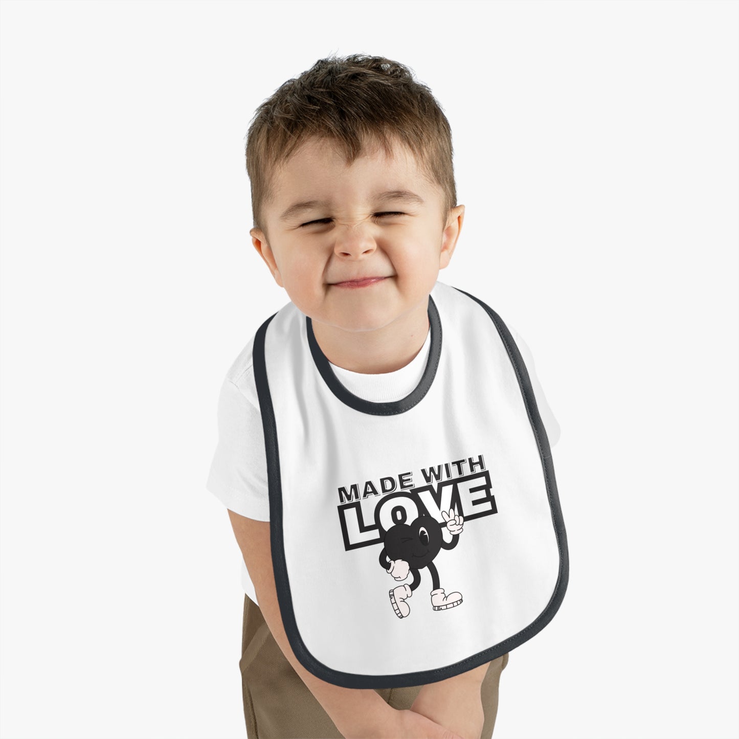 Cute Baby Bib, "Made with Love" Infant Bib, Unique Baby Shower Gift, Adorable Feeding Bib, Baby Accessories