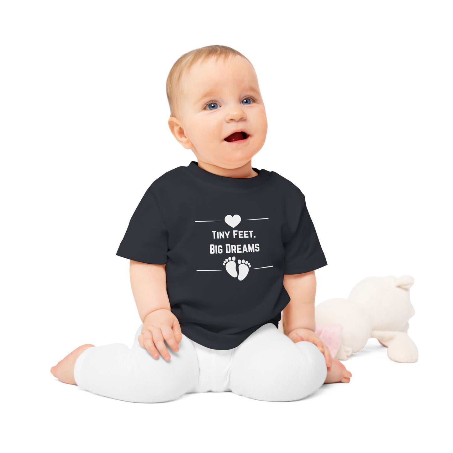 Heartfelt Baby T-Shirt - Tiny Feet Big Dreams, Infant Tee, Newborn Outfit, Baby Shower Gift, Cute Baby Clothes