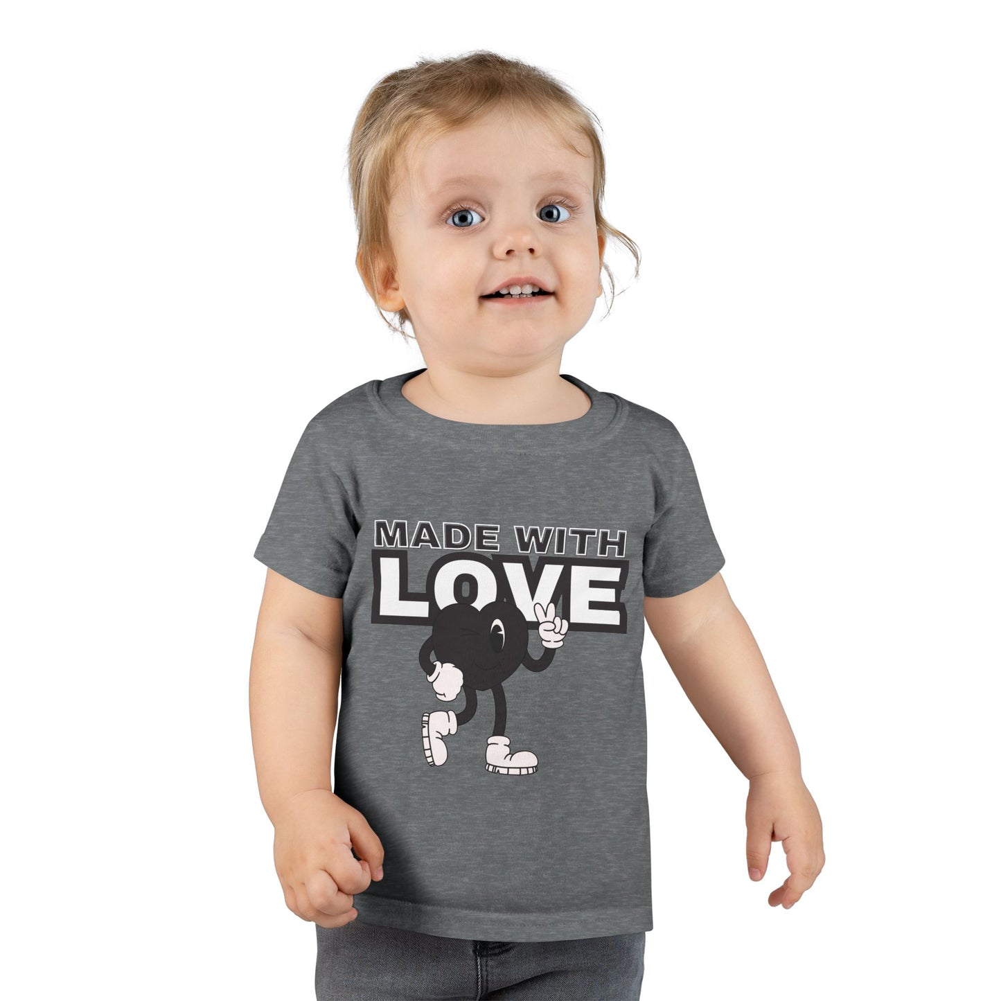Toddler T-Shirt: Made with Love Graphic Tee, Cute Gift, Kids Apparel, Birthday Outfit, Everyday Wear